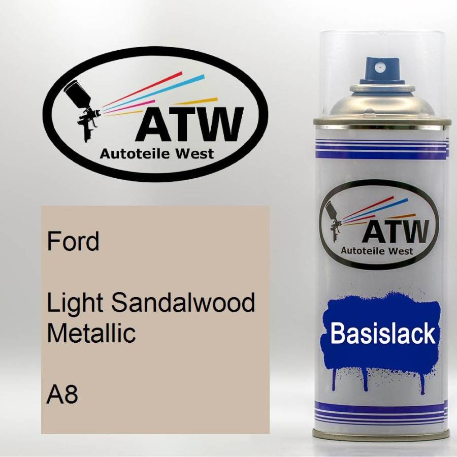 Ford, Light Sandalwood Metallic, A8: 400ml Sprühdose, von ATW Autoteile West.